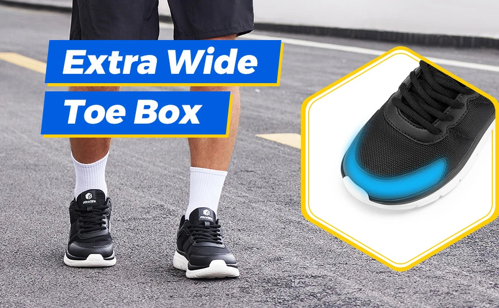FitVille Men's Walking Shoes Wide Width Max Cushioning Lightweight Sneakers Sport Shoes for Plantar Fasciitis Pain Relief