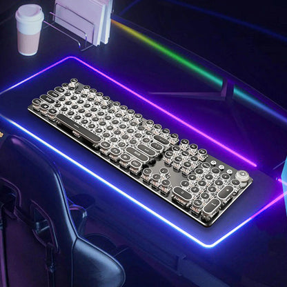 Mechanical Gaming Keyboard USB Wired Keyboard Steampunk Keyboard Black Switch Retro Punk 104 Key Round Keycaps for PC Office