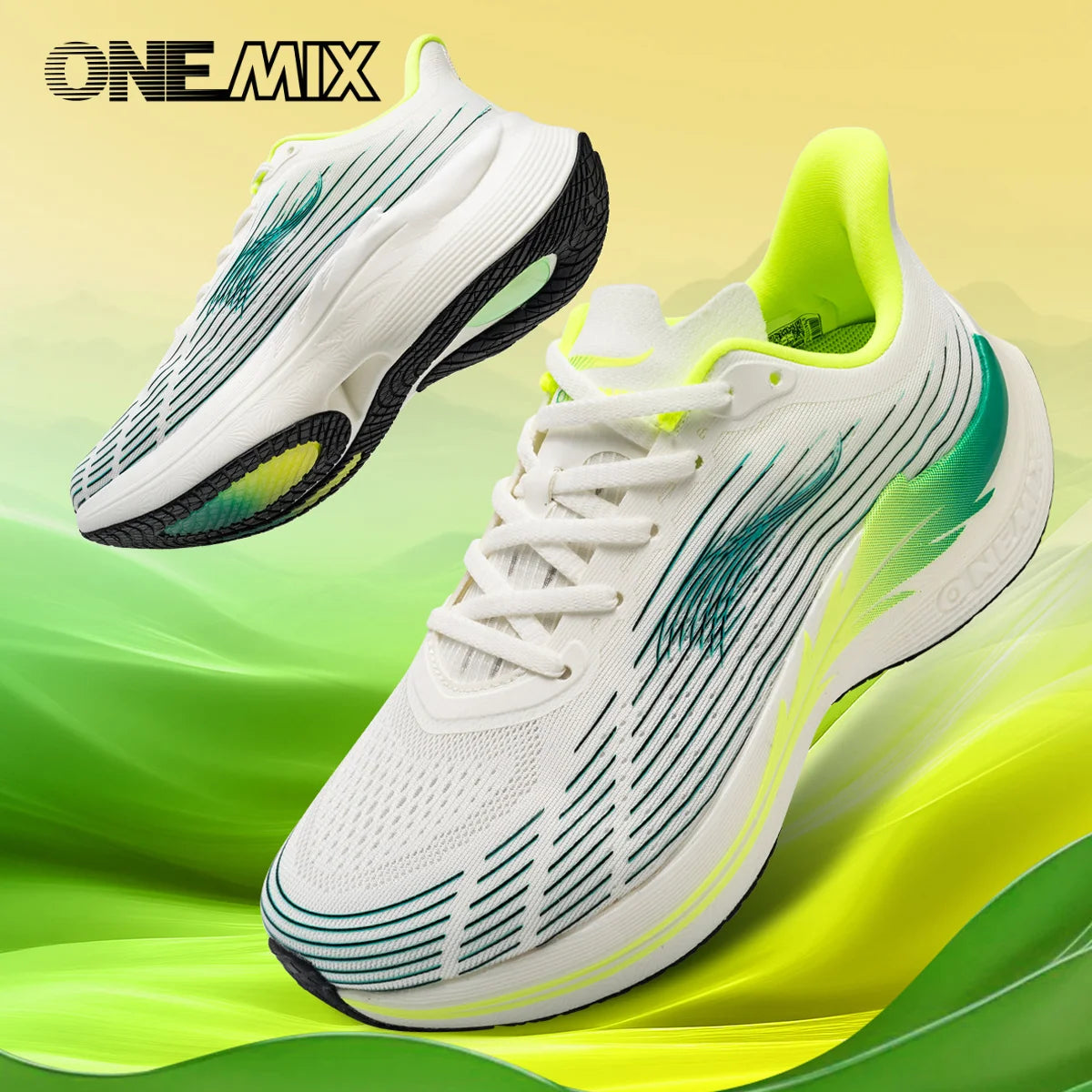 Onemix Nové pánske maratónske bežecké topánky pre ženy – priedušné, ľahké tenisky so šnurovaním, športová obuv, pohodlné, ľahké a mäkké