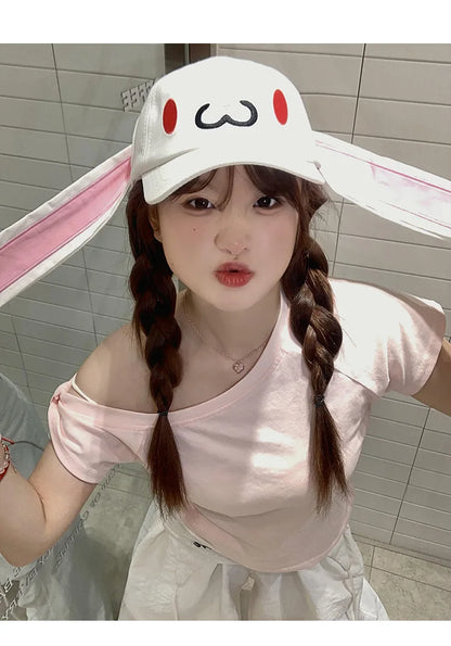 2025 NEW CUTE Long Rabbit Ear Hat Y2K Style Denim Blue Baseball Cap Fashion Hip-Pop Cap Couple Birthday Gifts