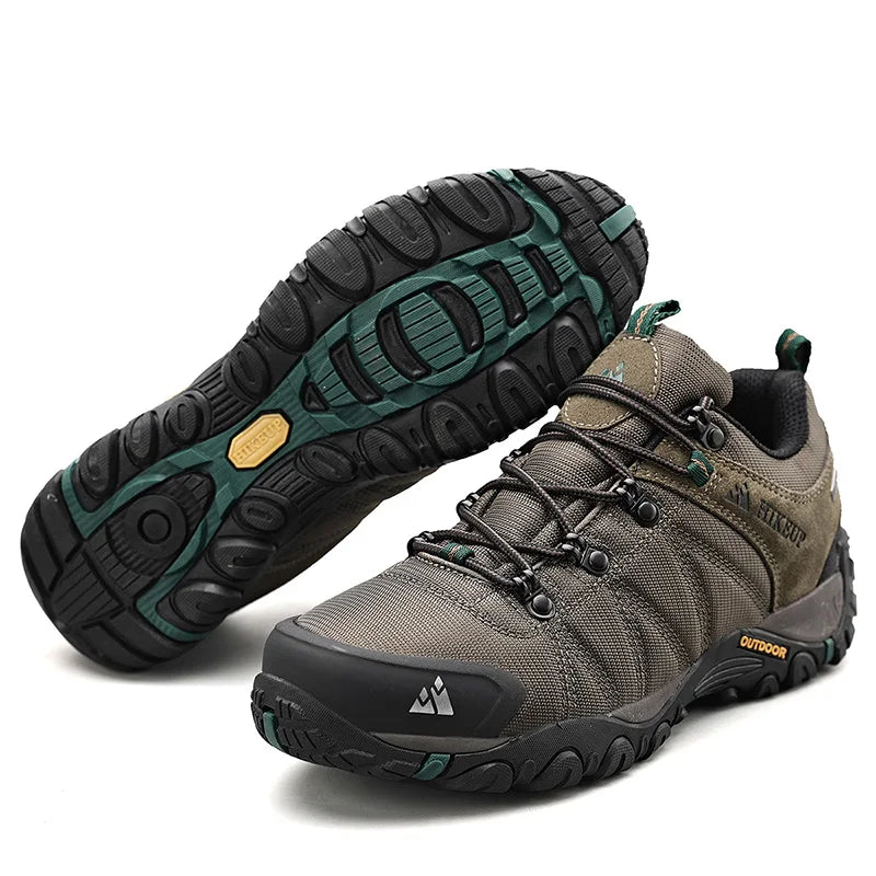 HIKEUP miesten neljän vuodenajan vaelluskengät – ulkoiluun ja urheiluun, aitoa nahkaa, kulutusta kestävät kiipeilykengät, kumipohjaiset trekking-sneakerit