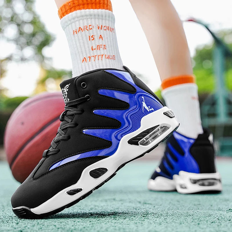 Chaussures de basketball montantes pour hommes, robustes et stables, baskets d'entraînement à lacets, unisexe, adaptées à la course, au sport, au basketball et à la marche. Cadeau idéal pour hommes, léger, confortable,