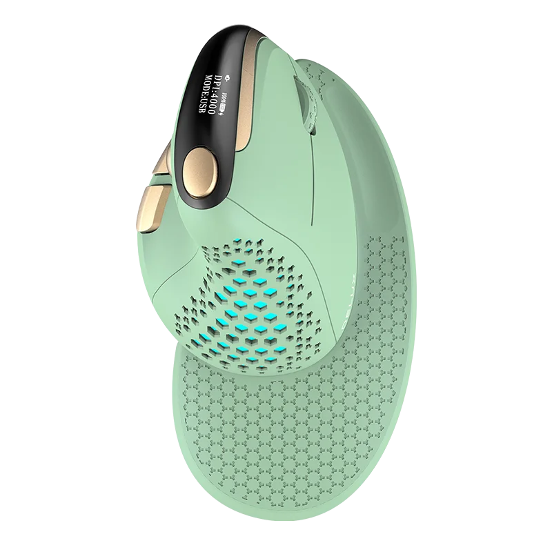 DELUX M618XSD Ergonomic Vertical Mouse with OLED Screen, 4000 DPI, Rechargeable 1000mAh Battery, Wireless & Wired Computer Mouse