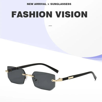 Trendy Rimless Sunglasses for Men Women Fashion Frameless Rectangle Sun Glasses Retro UV400 Shades Summer Goggles Eyewear