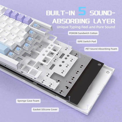 AJAZZ AK820 Wired Gaming Mechanical Keyboard RGB Backlight Hot-Swap Switches, 70% Compact Layout, PC/Mac Compatible