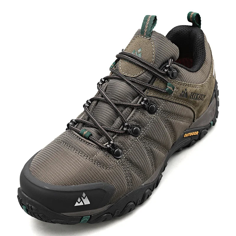HIKEUP miesten neljän vuodenajan vaelluskengät – ulkoiluun ja urheiluun, aitoa nahkaa, kulutusta kestävät kiipeilykengät, kumipohjaiset trekking-sneakerit