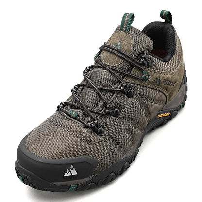 HIKEUP miesten neljän vuodenajan vaelluskengät – ulkoiluun ja urheiluun, aitoa nahkaa, kulutusta kestävät kiipeilykengät, kumipohjaiset trekking-sneakerit