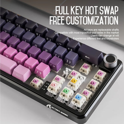 Attack Shark X66 Wireless Mechanical Keyboard 65% Compact Layout RGB Backlight Gasket Hot Swap Bluetooth USB-C PBT Large battery