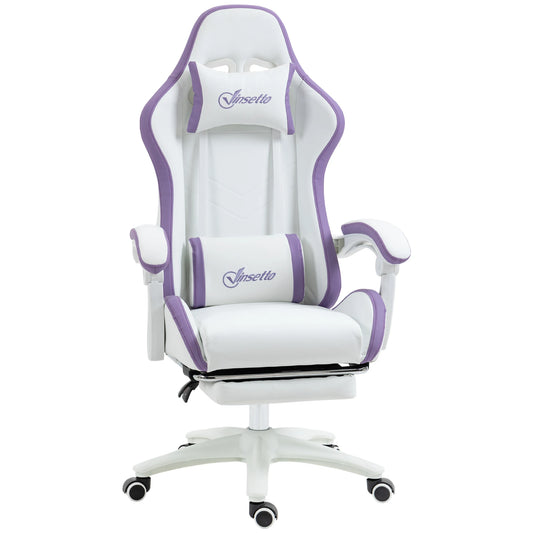 Vinsetto Gaming Chair PU Leather Gamer Chair with Footrest, Reclining 135° Ergonomic Gaming Chair with Headrest & Lumbar Support