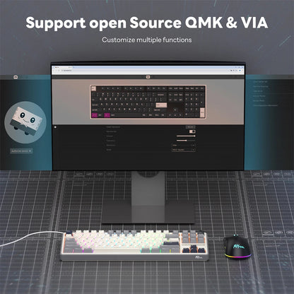RK Royal Kludge RK R87Pro Gasket Wired Gamer Keyboard Hot-swappable 88 Keys Mechanical Keyboard 88% RGB Backlit With PBT Keycaps