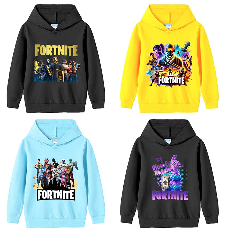 Fortnite-Kinder-Hoodies für den Herbst, Kapuzen-Sweatshirt für Jungen und Mädchen, dünner Trainingsanzug, langärmelige Pullover-Oberteile, Sportbekleidung, Kinderkleidung