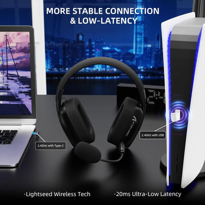 ATTACK SHARK L80PRO Wireless Gaming Headset – Tri-Mode Bluetooth Headphones with Dual Microphone, Lightweight Design & Premium Gaming Audio