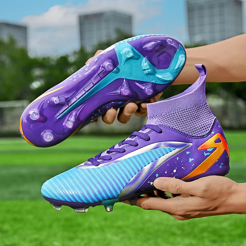 Nouvelles chaussures de football pour hommes, chaussures de sport, chaussures de futsal à cheville haute, chaussures de football de haute qualité, antidérapantes pour intérieur et extérieur, ultralégères, antidérapant