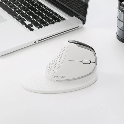 DELUX M618XSD Ergonomic Vertical Mouse with OLED Screen, 4000 DPI, Rechargeable 1000mAh Battery, Wireless & Wired Computer Mouse