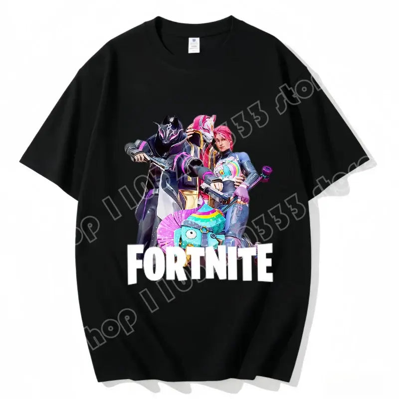 Fortnite Crew Neck T Shirt Unisex Adult Game Dance Fashion New Pure Cotton Short Sleeve Tops Perfect for Casual Wear Vacations
