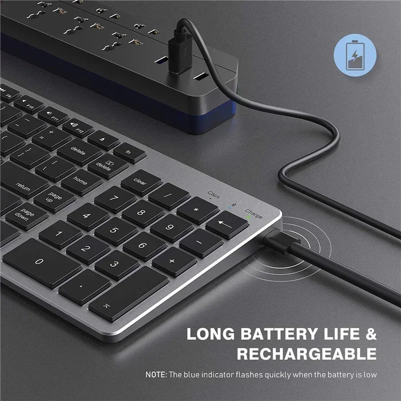 Russian/Hebrew/Spanish/Portuguese/Korean Bluetooth 5.0 & 2.4G Wireless Rechargeable Keyboard For Tablet iPad PC Android IOS Win