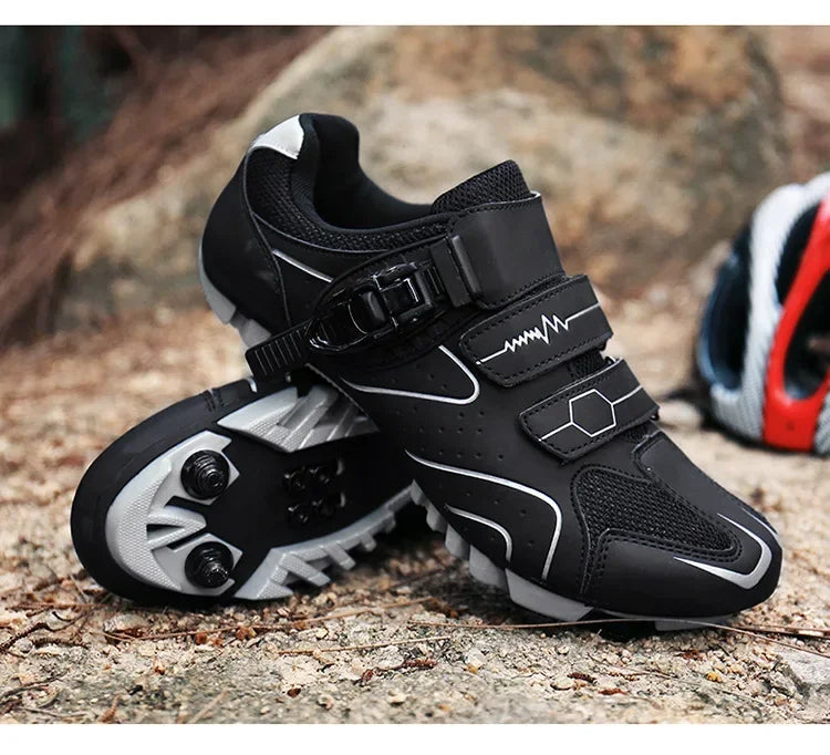 Chaussures de cyclisme unisexes à semelle rigide – Chaussures à crampons pour vélo de route 4 saisons, VTT et sports de plein air