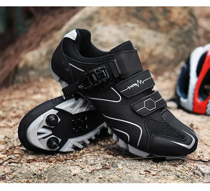 Chaussures de cyclisme unisexes à semelle rigide – Chaussures à crampons pour vélo de route 4 saisons, VTT et sports de plein air