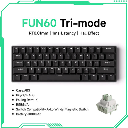 Akko MonsGeek FUN60 PRO&MAX HE Mechanical Keyboard Magnetic Switch 60% Gaming Keyboard Rapid Trigger 8K Custom Keyboard