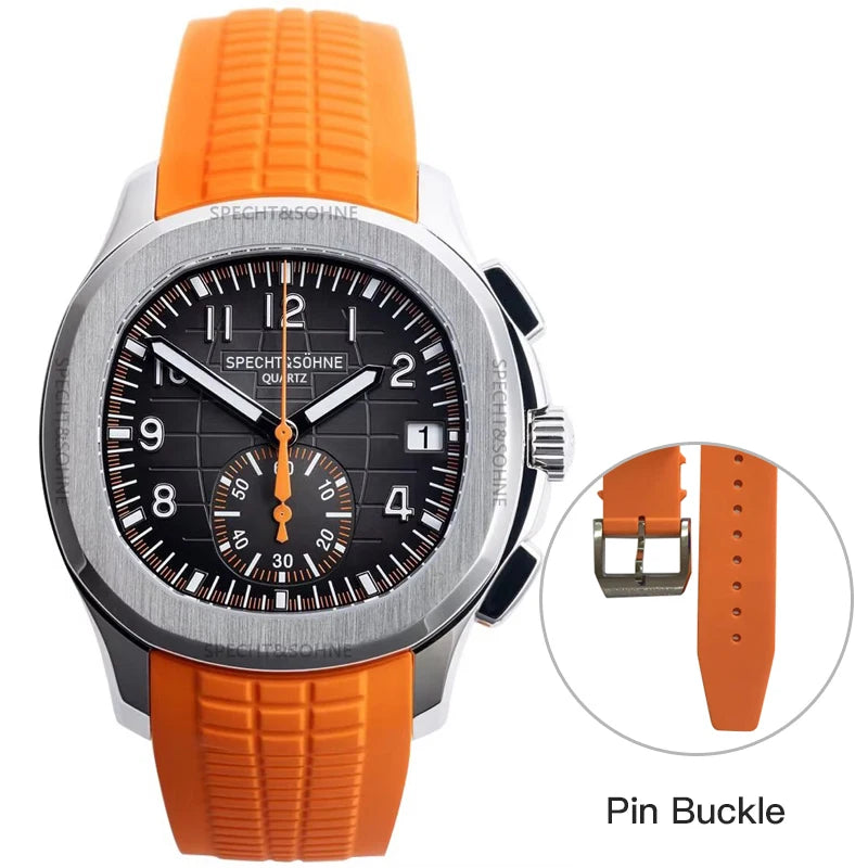 2025 Specht & Söhne Luxury Sports Quartz Watch Japan VD53 Chronograph Stainless Steel Watch Rubber Strap Reloj Hombre Waterproof