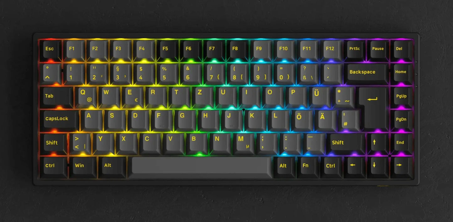 Akko 3084B Plus Black & Gold 75% ISO-DE Layout Mechanical Gaming Keyboard Hot-swapple Multi-Modes 2.4GHz /USB Type-C/BT 5.0