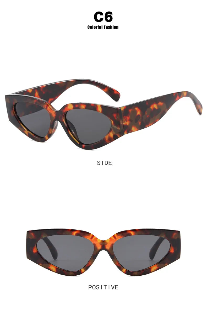 2025 New Fashion Cat Eye Small Oval Women Sunglasses Men Trendy Y2K Punk Sun Glasses Female Travel Shade Vintage Eyewear UV400