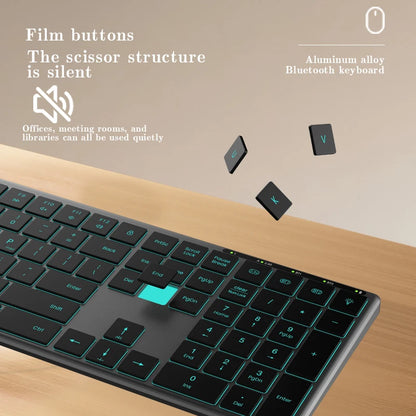 Backlight Bluetooth Keyboard Multi-Device Full Size Wireless Keyboard with Number Pad,Rechargeable Slim Multimedia Keyboard