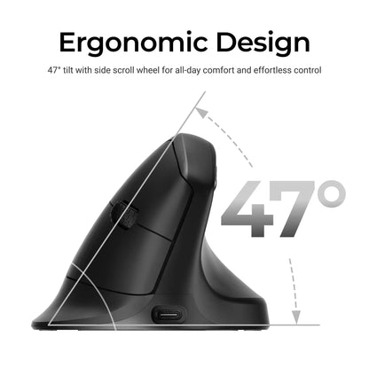Keychron M5 draadloze ergonomische optische muis, 8K polling rate, 2.4GHz & Bluetooth, Type-C, 3950-sensor