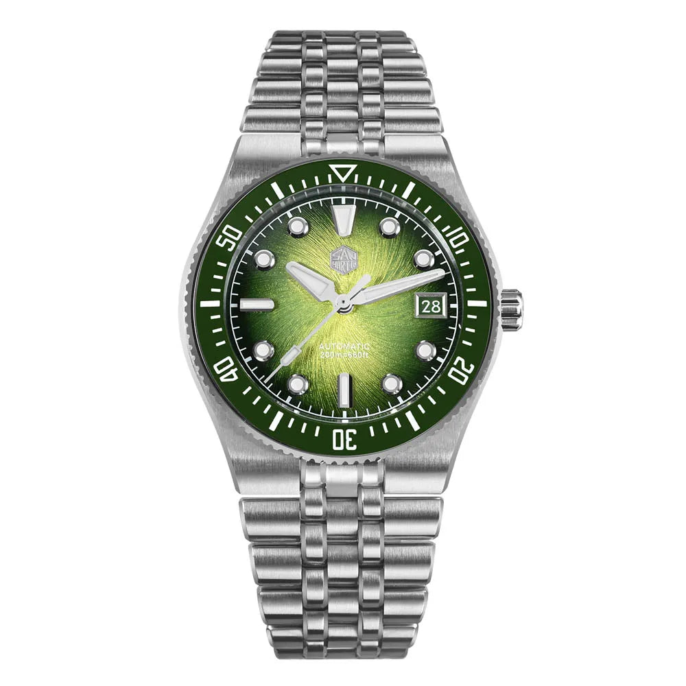 San Martin 40mm Enamel Spiral Dial Integrated Bracelet Men Diver Watch Miyota 9015 Automatic Mechanical Waterproof 200m SN0148