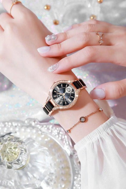 Watch for Women Brand Retro Light Luxury Waterproof Diamond Inlaid High Quality Stainless Steel Female Fashion Clock Watch