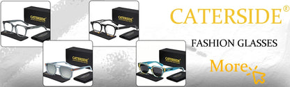 CATERSIDE Retro Square Sunglasses Men Punk Flat Top Double Bridge High Quality Sun Glasses for Women Party Festival Gifts