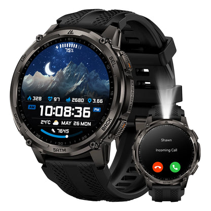 KOSPET TANK T4C Men's Outdoor Watch Rugged GPS  50M Waterproof Military Spec with Integrated Flashlight and Activity Tracking
