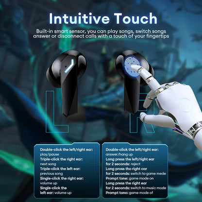 Lenovo XT53 Wireless Bluetooth 5.4 Gaming Earbuds – LED Display, Waterproof Noise Isolating Earphones with Low Latency & Microphone