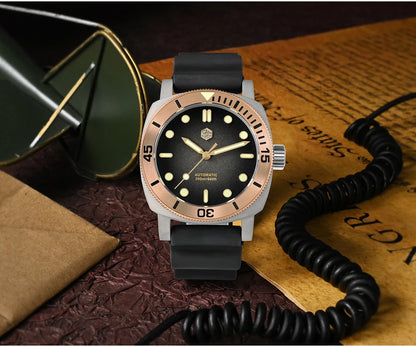 San Martin 42mm Retro Titanium Diver Watch NH35 Automatic Men's Mechanical Watches Bronze Bezel Sapphire Luminous Waterproof 200m