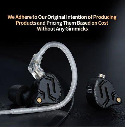 KZ ZS12 PRO X Hybrid Dynamic & Balanced Armature Technology IEM Earphone Upgrade HiFi Bass In Ear Headphone Tuning Wire Headset
