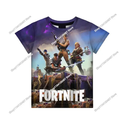 Anime Fortnite T-Shirts Girl Clothing T Shirt Boys White Cartoon Tees Baby Summer Shirts Cute Printed Tops Costume