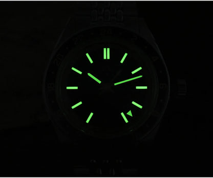 Relógio Automático Masculino San Martin 39.5mm Edição Limitada com Mostrador Full Lume NH34 GMT 6H Data 10Bar Luxo Kol Saati SN0116W