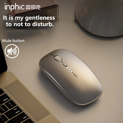Inphic M1P Wireless Silent Mouse, Ultra-Thin Rechargeable 2.4G Office Mouse with USB Receiver, Type-C Charging, Battery Display & DPI Control