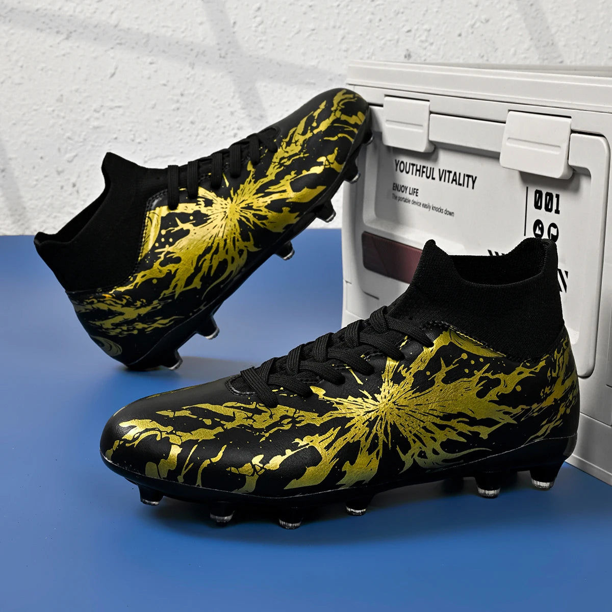 Chaussures de football pour hommes et femmes, crampons AG/FG, crampons longs en TPU stables, chaussures de football pour terrain en herbe, tige en PU de qualité supérieure, chaussures d'entraînement