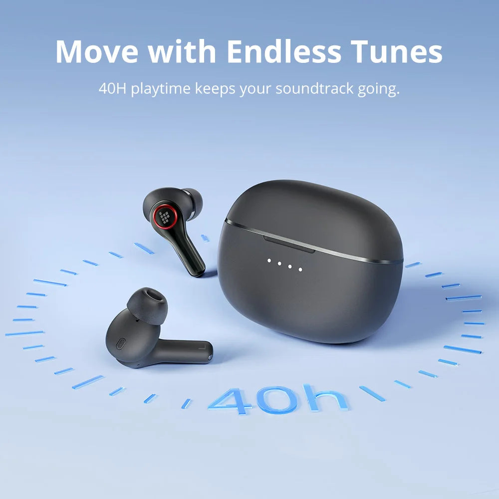 Tronsmart Sounfii NC 2 Wireless Bluetooth Earbuds – Hybrid Active Noise Cancelling (ANC), Hi-Res Audio LDAC, 40H Playtime, AI Call Noise Reduction, Waterproof TWS Earphones