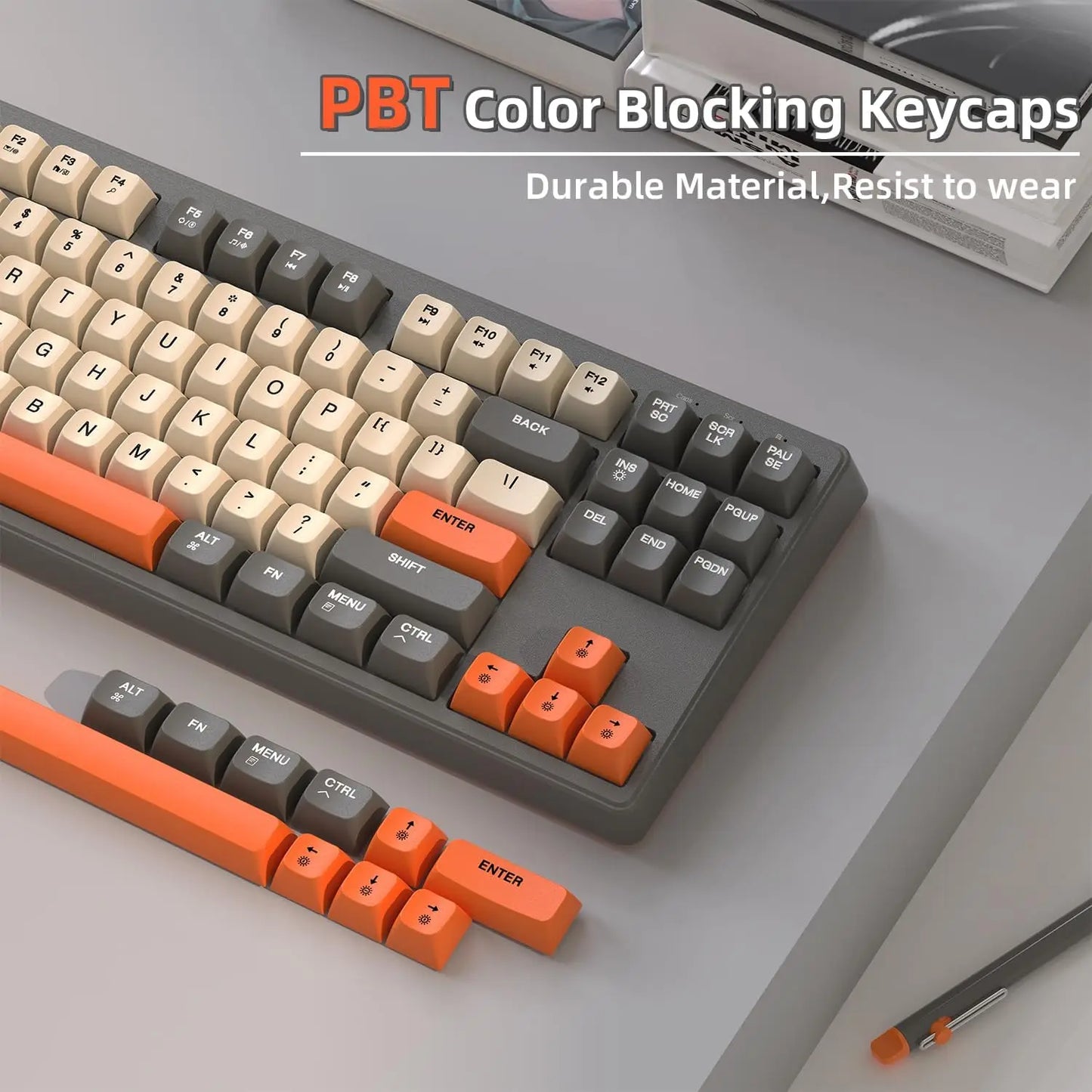 M87 Wireless Gaming Keyboard, Bluetooth 5.0/2.4GHz with Dual Mode 2-in-1 Receiver, 87 Keys TKL Rainbow LED Backlit Quiet Keyboard