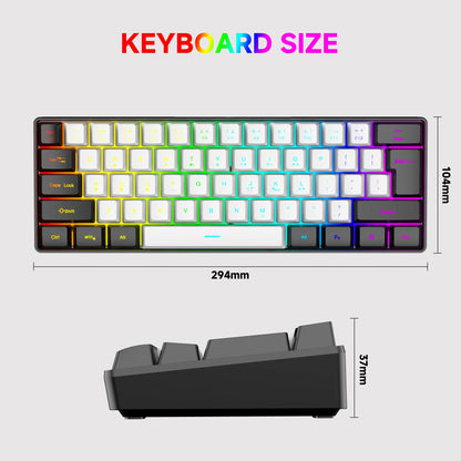 USB Wired RGB Gaming Keyboard 61 Keys White Black Compact Mini Office Keyboard and Mouse for PC Desktop Computer Gamer Keypad