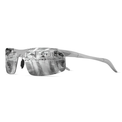 Classic Retro Semi-Rimless Square Polarized Sunglasses - Lightweight PC Frame & Spring Hinges, UV400 Unisex for Driving, Fishing