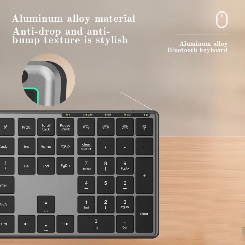 Backlight Bluetooth Keyboard Multi-Device Full Size Wireless Keyboard with Number Pad,Rechargeable Slim Multimedia Keyboard