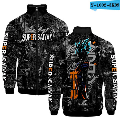 New Fashion Dragon Ball Print Stand Collar Zipper Hoodie Men Women Zipper Hoodies Jackets Long Sleeve Sport Hip Hop Sweatshirts