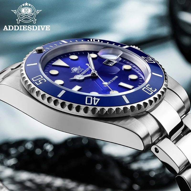 ADDIESDIVE Luxury Men's Watch Ceramic bezel BGW9 Super Bright Luminous Leisure Quartz Watch 200m Waterproof Outdoor Sports Watch