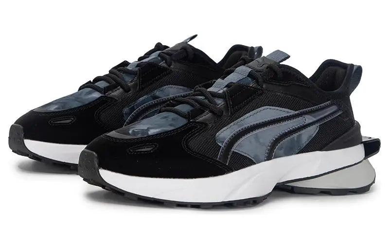 Puma Pwrframe Op-1, chaussures de sport basses, style lifestyle, en tissu Stealth et cuir synthétique, noir et gris, 386623-01