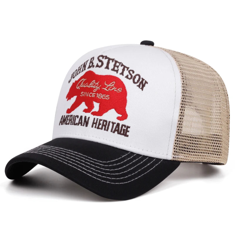 2025 Creative New Baseball Hat STETSON Red Bear Truck Hat Outdoor Sports Sunshade Hat Street Hip Hop Hat Daily Commuter Net Hat