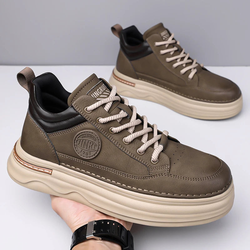 High Quality Men's Casual Leather Thick Bottom Oxford Shoes Fashion Outdoor Flat Top Quality Oxford Shoes Handmade Walking Shoes