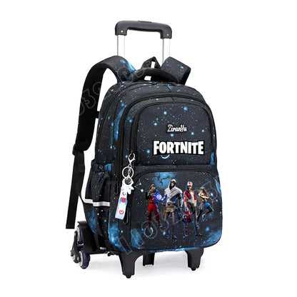 Fortnite Trolley Bag Easy Stair Climbing Anime Waterproof Wheeled Backpack Large Capacity Student Schoolbag Casual Travel Bag